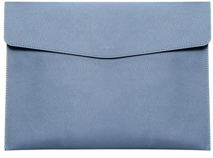 Skyzone A4 Document Folder Wallet, PU Leather Travel Document Holder Organizer, Waterproof File Folder with Snap Closure, Multifunctional File Envelope Portfolio Storage Case (Blue)