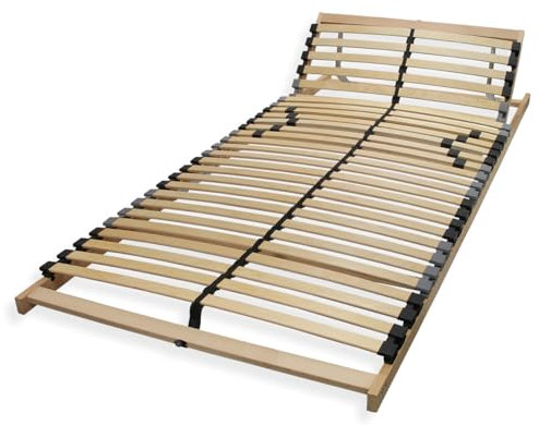 Sleepneo Lattenrost 120x200, Kopfteil verstellbar, Ergonomischer 7 Zonen Lattenrost, Buchenholz, 28 Latten, Lattenrahmen, Federholzrahmen, Selbstmontage, hohe Traglast bis 150Kg