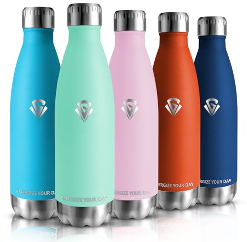 HoneyHolly Trinkflasche Edelstahl Kinder, 500ML BPA-frei, Thermosflasche, Wasserflasche Doppelwandig, Trinkflasche Kohlensäure Geeignet, Thermosflasche Sport für Fitness, Gym, Fahrrad