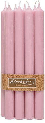 Nordring 8 Stabkerzen Rustik antikrosa 2,2 x 18 cm hoch durchgefärbt RAL-zertifiziert