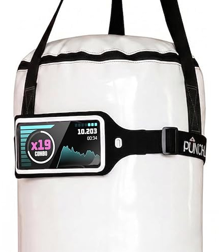 PunchLab Strap – Soporte para smartphone de saco de boxeo, banda elástica con funda para entrenamiento, negro