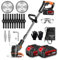 rasentrimmer mit akku 3-in-1 Elektrischer Rasentrimmer und Motorsense - Verstellbarer (2 x 4.0A Akku und schnelles Ladegerät), mit 3 Arten Klingen für Rasenschneiden Garten, Hof(Black)