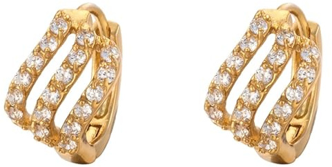 Tolldek Orecchini a cerchio in vero oro 14 carati, orecchini a cerchio in moissanite, Au 585, stile Liberty