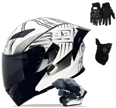 Casco Moto Modular, ECE Homologado Casco Integrales Flip Up Moto Jet Scooter para Mujer Hombre Adultos Antivaho(C8,L(57~58CM))