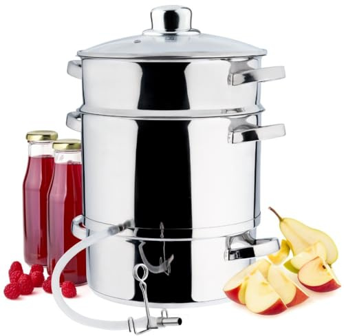 GARDIVO Exprimidor de vapor de acero inoxidable de 8 litros, para frutas y verduras, apto para lavavajillas, todos los tipos de cocina, también apto para inducción, color plateado