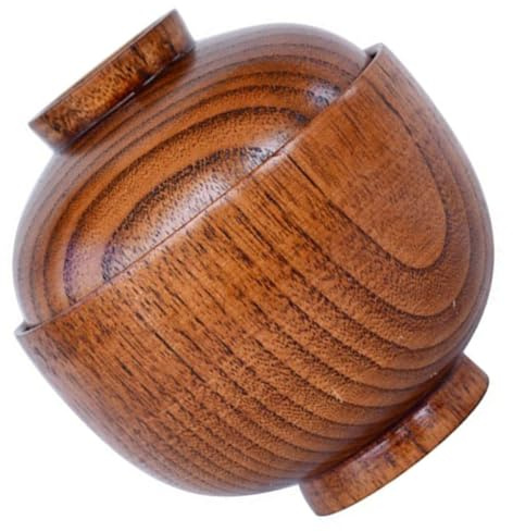 Toyvian Ciotola Giapponese in Legno di Giuggiola con Coperchio, Ciotola Multifunzione per Zuppa e Riso, Piccola Scodella Decorativa per Casa e Ristoranti