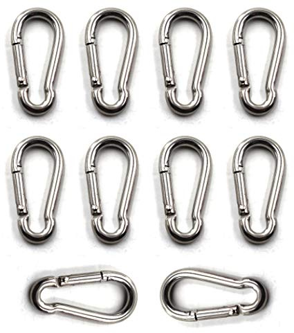 M5 Moschettone a molla 304 acciaio inossidabile arrampicata moschettone clip heavy duty gancio gancio portachiavi confezione da 10
