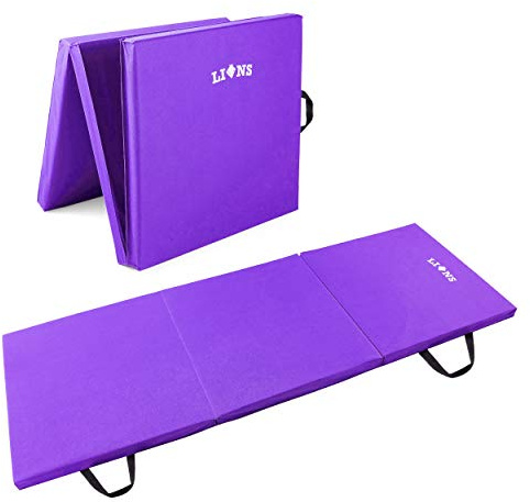 Yoga Tri Folding Gymnastics Exercise Mat Fitness Workout Camping Non Slip 6cm Thick Foam Mats (Purple)