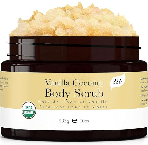 Organic Vanilla Coconut Body Scrub - USA Made Sugar Scrub