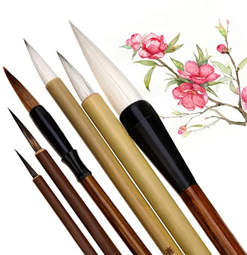 6Stück Chinesische Kalligraphie-Pinsel Kanji japanischer Sumi Zeichenpinsel, Schreiben Malerei Zeichnung Pinsel Professionelle Kalligraphie Kunst Malerei Liefert für Anfänger, Künstler Und Studenten