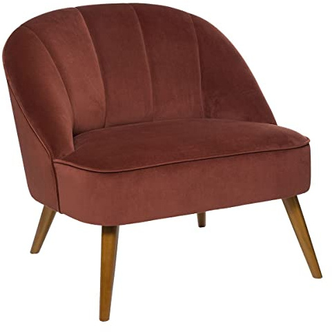 PEGANE Fauteuil en Velours Coloris Terracotta - Longueur 78 x Profondeur 72 x Hauteur 71 cm