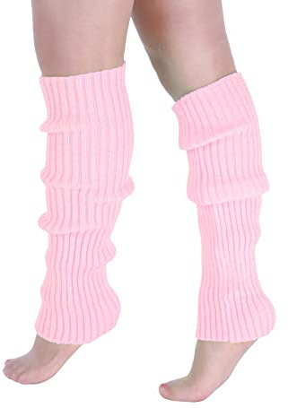 Milumia Women's 1 Pair Ribbed Knit Leg Warmers 80s Boot Long Socks Light Pink One Size