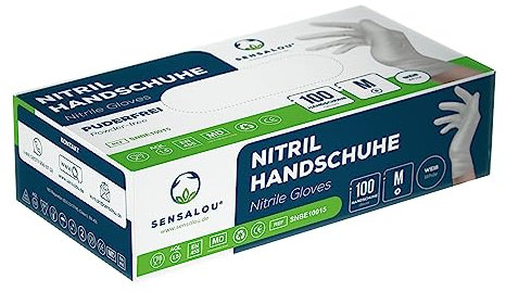 Sensalou Einweghandschuhe Nitril Untersuchungshandschuhe puderfrei latexfrei (Medium - Gr. M (8), 100, stück)