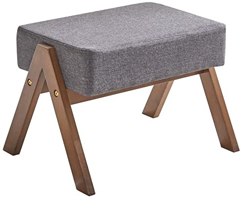 YMYNY Petit Pouf Ottoman, Tabouret Auxiliaire Chaise, Tabourets de canapé en Bois, Moderne Type A Repose-Pieds, pour Salon, Chambre à Coucher, 40 x 28 x 30CM, Gris foncé HBD022G
