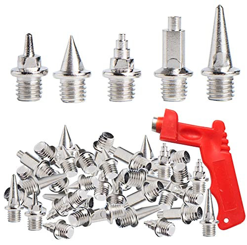 Zasiene Spikes Acero Inoxidable 100 Piezas Clavos Atletismo Clavos para Zapatos con Llave para Clavos Clavos de Repuesto Picos Antideslizantes para Zapatos Deportivos Trotar Correr (Plata)