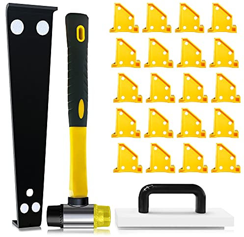 Laminate/Vinyl Flooring Tools Zozen, Flooring Installation Kit - Tapping Block with Handle, 2 in 1 Spacers, Heavy Duty Pull Bar, Reinforced Double-Faced Mallet