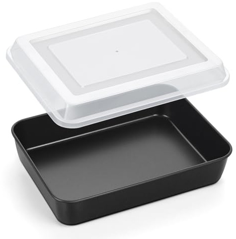 P&P CHEF 10.5 Inch Toaster Oven Pan with Lid, 2Pcs Nonstick Roasting Pan