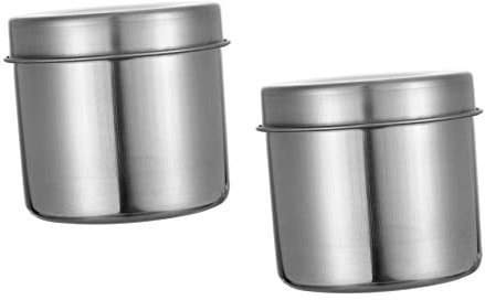 CIYODO 2 unidades de lata de acero inoxidable con tapa, almacenamiento de alta calidad para especias, té, aperitivos, medicamentos, recipientes de alimentos compactos para las cocinas