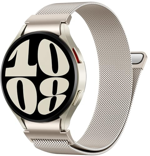 PIOWNN Metallarmband Kompatibel med Samsung Galaxy Watch 7 6 5 4 armband 44 mm 40 mm/6 Classic 47 mm 43 mm/5 Pro/4 Classic/FE, Klickförbindelse Loop Magnetiskt band, Polarstjärna