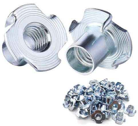 Einschlagmuttern M8 x 11mm, Einschlagmutter Verzinkter Kohlenstoffstahl, Einpressmuttern, Klauen Muttern, für Holz, Bohlen, Möbel, Handwerker, Konstruktionen, Kletterwand,Schrauben Kits,DIY,60 Stück