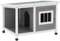 PawHut Caseta para Perros Exterior 85,5x62x60 cm Casa para Perros de Madera con Techo Asfáltico Abatible Puerta y Ventana para Perros Pequeños Gris