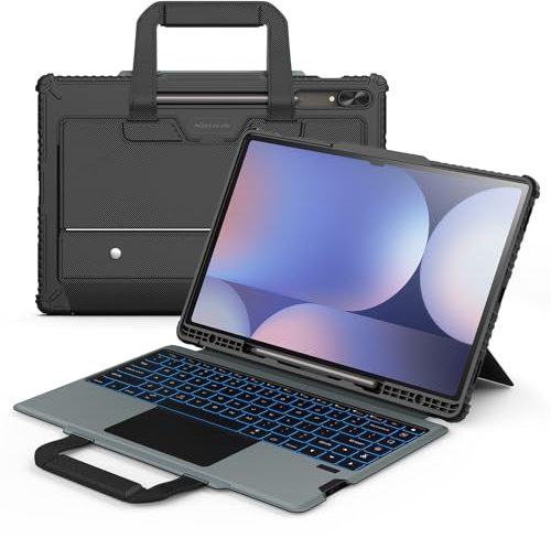 Nillkin Carry Go Portable Handle Keyboard Case for Samsung Galaxy Tab S9 Ultra/S10 Ultra, Detachable Keyboard Case with Kickstand,Shortcut Keys,Slide Camera Cover,Trackpad,Multi-Color Backlit