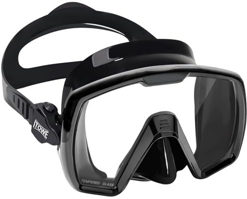 iTOWE Diving Mask Snorkel Swim Goggles Adult Women Youth Men, Clear Tempered Glass 180° Wide View Water Pool Goggles, Swimming Goggles with Nose Cover Water Proof Underwater Dive Snorkeling Scuba Gear