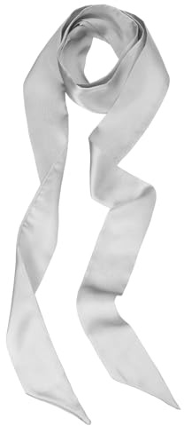 PATIKIL Sciarpa Elegante Nastro, Sciarpa Sottile Soltantelore Pura Lunga Foulard Seta Cravatta Cinture Fascia Per Capelli Fascia Per Testa Nastro Legatura Per Donne, Grigio Scuro