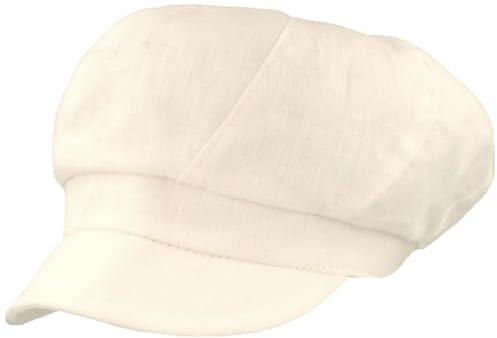 Bred ballongmössa, linne, mössa, lätt skärmmössa, vintage, ballongkeps, basker, Vit, S