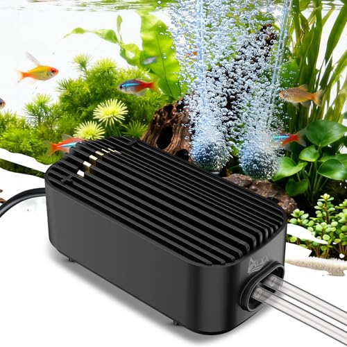 AQQA Air Pump Aquarium, 360L/h Adjustable Fish Tank Air Pump Silent, Oxygen Pump with Dual-outlet for Tank up to 600L