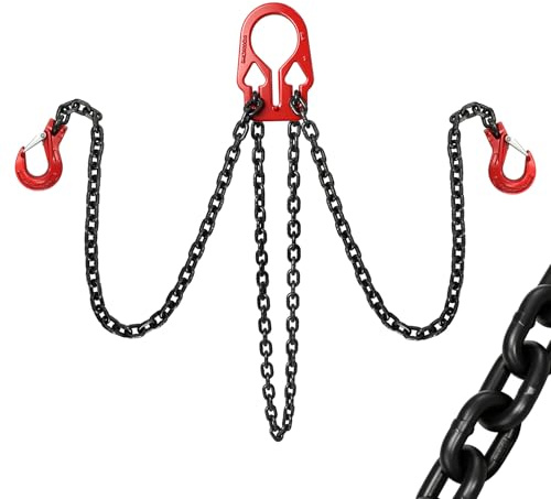 YATOINTO 5/16 x 10FT Adjustable Lifting Chain Sling, G80 7000LB 2-Leg with Oiled Finish & Safety Hooks (5/16 inch x 10Ft)