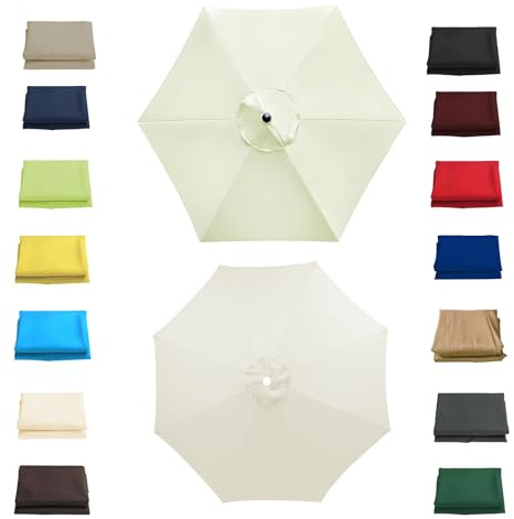 2M 2.30M 2.7M 3.0M Telo di Ricambio per Ombrelloni a 6 Stecche /8 Stecche, Copertura di Ricambio per Ombrellone da Giardino Esterni, Impermeabile Poliestere Tenda per Ombrellone(Beige,3.0m/6 Arms)