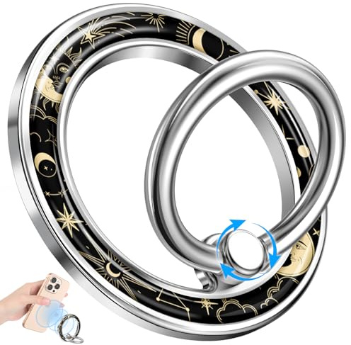 LISEVO Phone Ring Holder Compatible with MagSafe - Magnetic Cell Phone Grip Magnet Removable Finger Ring Grip Stand for Women Girls Cute Girly Sun Moon Sign for iPhone 13 14 15 16 17 Pro Max Plus Air