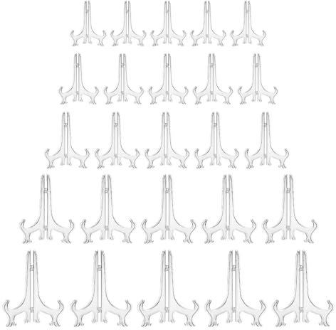 Zhixan 25Pcs Clear Acrylic Plate Display Stands - 3/4/5/6/7 Inch (5 Each) Plate Stand | Suitable for Photos, Books, Tiles, Cards & Collectibles | Desktop Display | Home Decor & Wedding Supplies