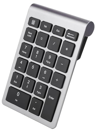 Irfora Tastiera Numerica, Tastierino Numerico Wireless, USB Plug and Play a 22 Tasti, 80 Ore di Utilizzo, Design Ergonomico, Struttura del Cappuccio dei Tasti con Piede a Forbice, con (Grigio Ferro)