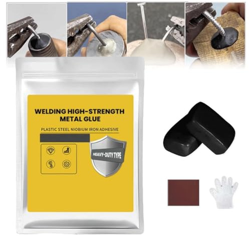 Generic Colla metallica ad alta resistenza per saldatura, Ferro fango adesivo per riparazione in acciaio, Gel universale per riparazione metalli, Nero