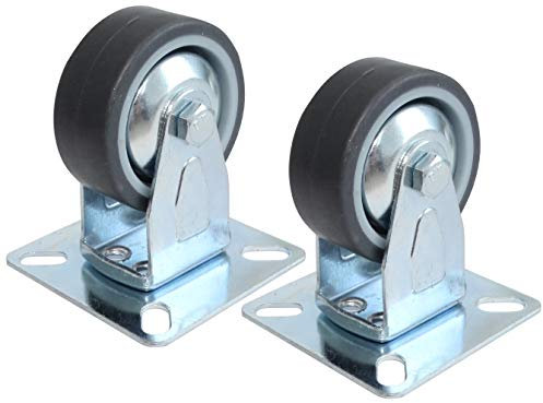 AERZETIX: 2 Ruote Rotella per Mobili in Platino Fisso, Ø50 mm, W20, H68, 40 kg, Piastra di Montaggio 60 x 60 mm, C42250