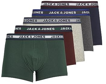 Jack & Jones Men's Jacoliver Trunks 5 Pack Boxer Shorts, Dark Gray Melange, XL UK