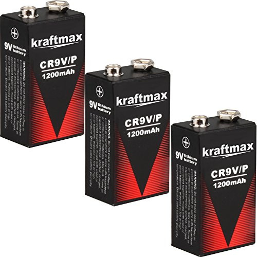 kraftmax 3 x 9 V Block Lithium High Performance Longlife Batteries for Smoke Detector/Fire Alarm - 10 Year Battery Life