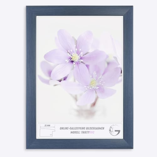 Online-GalleryKing Cornice Foto 27 x 37 cm Cornice per Poster Puzzle Collage di Foto Colore Blu Ardesia in Vetro antiriflesso e Cornice in MDF da 35 mm