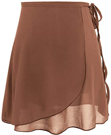 Lovdaswi kvinnor chiffong wrap balettdans kjol, Brun, one size