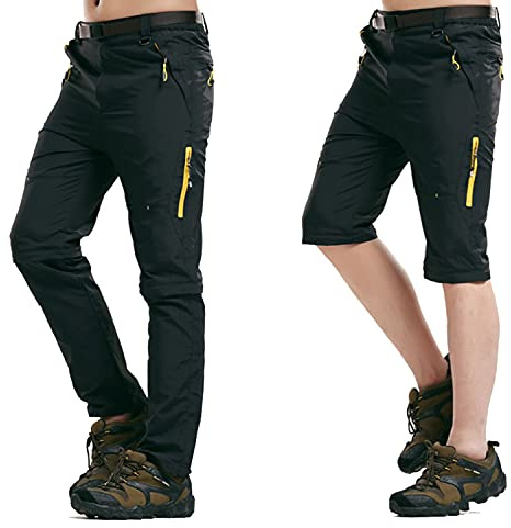 LHHMZ Mens Outdoor Hiking Trousers Convertible Breathable Lightweight Quick Dry Trousers/Shorts Casual Walking Climbing Cycling