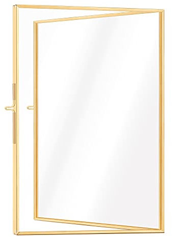 Navaris Gold Photo Frame - A5 Double Floating Brass Picture Frame for Pictures, Photos, Dried Flowers - Glass Frame for Pressed Flower - For S, M, L