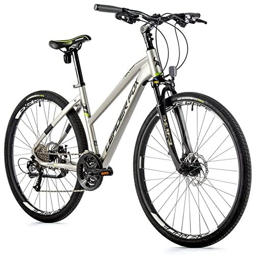 Leader Fox Toscana - Bicicleta de trekking (28 pulgadas, 27 velocidades, 46 cm), color plateado