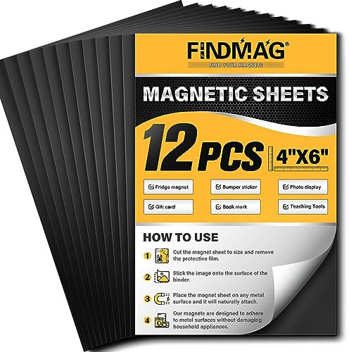 Fogli magnetici, fogli magnetici con supporto adesivo, magneti per artigianato, 10.2x15.2 cm, arte, artigianato o magneti fai da te (confezione da 12 10.2x15.2 cm)