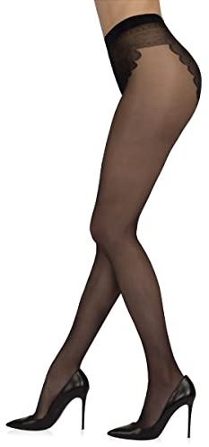 Sarah Borghi Collant Donna Velato 20 Denari, Calze con Corpino Effetto Bikini in Lycra e Punta Rinforzata, Made in Italy (nero, L)