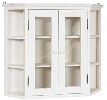 Biscottini Vitrine aus Massivholz weiß 75 x 86 x 22 cm | Küchenschrank oder Vitrine für Wohnzimmer | Shabby-Chic-Möbel | Ausstellungsvitrine