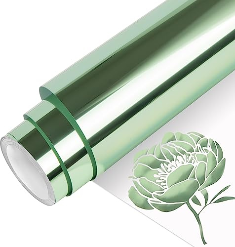 VINYL FROG Mint Green Metallic Foil HTV Vinyl Roll 12x5ft Mint Green Chrome Heat Transfer Vinyl Iron on Vinyl Easy to Cut & Weed DIY Heat Press Design for T-Shirts