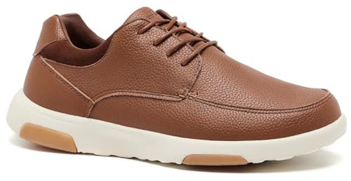 Men's Orthopedic Oxford Dress Shoes for Plantar Fasciitis: Flat Feet Dress Shoes with Removable Insole, Orthotic Cushioned Work Sneakers for Recover Light Brown Size 13