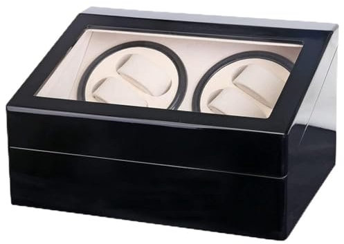 panfudongk Caja giratoria automática para relojes 4+6, caja de madera, para los amantes de los relojes, práctico almacenamiento de relojes con tapa de cristal, metal, Lujo